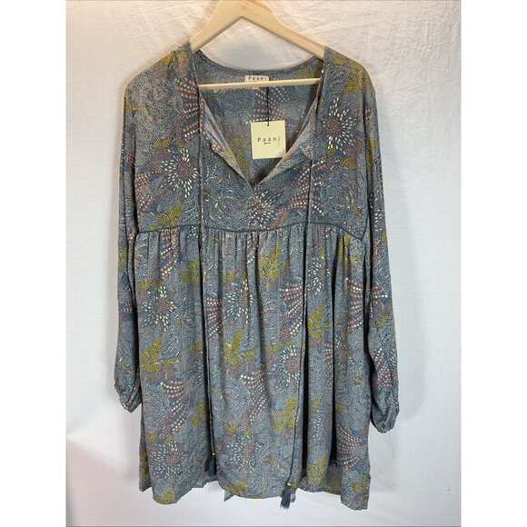 NEW Paani long sleeve Fairycore Boho Tiered babydoll‎ dress flowy floral size LG - Picture 1 of 10
